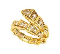 Vintage Snake Rings for Women, Cubic Zirconia & Rhinestone Open Adjustable Statement Ring, Silver Finish Round Snake Bone Ring, Trendy Jewelry Accessories for Anniversary/Wedding, Creative Gift for