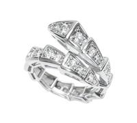 Vintage Snake Rings for Women,Cubic Zirconia & Rhinestone Open Adjustable Statement Ring,Silver-finished Circular Snake-bone Ring,Trendy Jewelry Accessories for Anniversary/Wedding,Creative Gift for