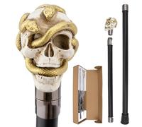 Vintage Snake & Skull Walking Cane - 91.5cm Gothic Unisex Gentleman Stick for Cosplay Steampunk Parties Decorative Collection