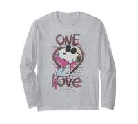 Vintage Snoopy Joe Cool One Love Glitch Valentines Retro Long Sleeve T-Shirt