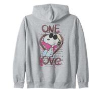 Vintage Snoopy Joe Cool One Love Glitch Valentines Retro Zip Hoodie