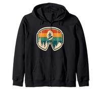 Vintage Snowboard Goggles Mountain Sunset Zip Hoodie