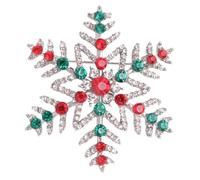 Vintage Snowflake Brooch Pins for Women,Rhinestone CZ Winter Flower Lapel Pins Crystal Christmas Brooch Badge Pins Cloth Dress Accessories Jewelry for Christmas, L, Copper Metal Rhinestone, no