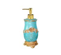 Vintage Soap Dispenser with Hydrangea Flower Decor - Resin - Antique Lotion Dispenser for Bathrooms, Kitchen Counters, Beauty Shops, Hotels(Blue)