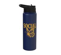Vintage Social Butterfly Funny Extrovert Graphic Design Stainless Steel Insulated Water Bottle