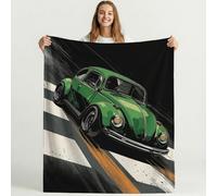 Vintage Sofa Throw Microfiber Warm Cosy Bedding Soft Green Comic Energy Car Couch Blanket Machine Washable No Shedding for Students Teens Gamers 52in × 59in (130cm × 150cm)