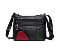 Vintage Soft Leather Messenger Bag for Women, Multi-Pocket Shoulder Bag, Lightweight Crossbody Bag Satchel with Color Block Design, Casual Small Purse for Everyday Use