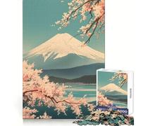 Vintage Soft Mt Fuji Art 1000 Piece Jigsaw Puzzle for Teenagers Logic Ability Mind Calming Fun Secure Join Great Gift (38x52cm)