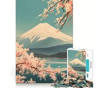 Vintage Soft Mt Fuji Art 1000 Piece Teenager Puzzles Mental Focus Game Precision Cut Smooth Edges Christmas Stocking Stuffer Game (38x26cm)