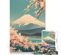Vintage Soft Mt Fuji Art Teenagers 1000 Piece Jigsaw Puzzle Reasoning Skill Stress Relief Fun Sharp Cut Best Gift (38x26cm)