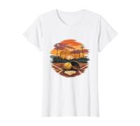 Vintage Softball Sunset Field Player Game Day Value Graphic T-Shirt, Women, White, XL