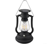 Vintage Solar Camping Lantern With Hand Crank And USB Charging, Waterproof LED Light, 360° Warm Illumination For Outdoor Hiking Tent(Black)