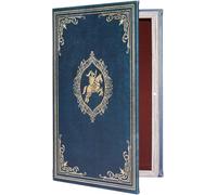 Vintage Soldier Pattern Blue Faux Book Box, Hidden Jewelry Keepsake Storage | Vintage soldier blue faux book box, hidden jewelry compartment, retro shelf decor, sturdy secure keepsake storage
