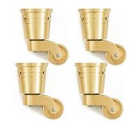 Vintage Solid Brass 2.2cm Furniture Wheels 360° Swivel HeavyDuty Casters Polished Brass Antique Cup Wheels for Sofa & Piano Legs Replacement