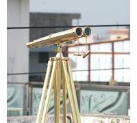 Vintage Solid Brass Floor Binoculars with Tripod - Nautical Telescope for Home & Outdoor Use