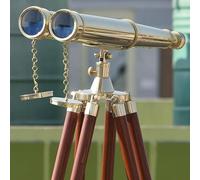 Vintage Solid Brass Floor-Standing Binoculars with Tripod - Nautical Telescope for Adults | Bird Watching, Marine Decor, Hiking, Outdoor