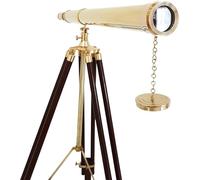 Vintage Solid Brass Nautical Port Marine Navy Telescope Single Barrel Brass Finish & Brown
