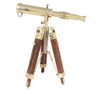 Vintage Solid Brass Telescope with Wooden Tripod Set intage Style Brown Antique Finish Brass Telescope with Tripod Stand Collectible Marine Telescope Gift