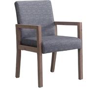 Vintage Solid Wood Armchair Comfortable Backrest Chair with Easy Care Cotton Linen Cushion Perfect for Living Room Leisure Seating