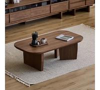 Vintage Solid Wood Coffee Table - LowDesign for Floor Sitting Natural Finish Meditation Altar Table Space-Saving Living Room Furniture (Walnut 140x70x38cm)