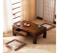 Vintage Solid Wood Coffee Table with Drawers SpaceSaving Natural Finish Mortise and Tenon Structure Low Profile Design for Floor Seating (90 * 50 * 30cm / 35.4 * 19.7 * 11.8in)