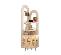 Vintage Solid Wood Corner Shelf - Triangular Fan-Shaped Bookcase for Living Room Storage, Stylish Home Display Cabinet with Multiple Shelves