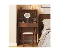 Vintage Solid Wood Dressing Table Set - Chic French Vanity Dresser with Storage Cabinet Elegant Makeup Table for Corner Use Perfect for Bedroom Decor