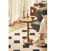 Vintage Solid Wood Round End Table - Unique Farmhouse Accent Coffee Table for Living Room, Bedroom, or Small Nightstand, Stylish Small Side Table
