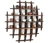 Vintage Solid Wood Teapot Display Stand, Wooden Wall Shelf for Collectibles, Easy Installation, Wall Storage Shelf for Bedroom, Living Room, Office