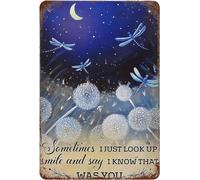 Vintage Sometimes I Just Look Up, Smile and Say Know That Was You, Wall Decor Dragonfly Dandelion Inspiring Love Poster Art 6x8 Inch