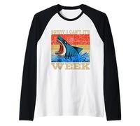 Vintage Sorry I Can't It's Week Marine Retro Shark Raglan Baseball Tee