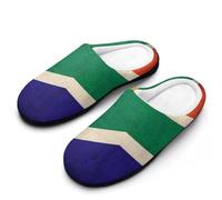 Vintage South Africa Flag Cotton Women's Slip-on Slippers Winter Warm House Shoes with Rubber Sole for Home Office Hotel