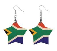 Vintage South Africa Flag Women Dangle Earrings Elegant Wooden Pendant Earring for Daily Wear Circular