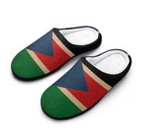 Vintage South Sudan Flag Men's Cotton Slippers Winter Warm Slip-on House Shoes with Anti-Skid Rubber Sole 13-14（46-47）