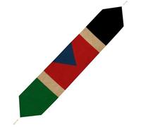 Vintage South Sudan Flag Plush Table Runner with Tassels Stylish Decor Table Cloth for Home Kitchen Farmhouse