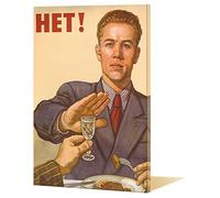 Vintage Soviet Poster Het! No Poster Soviet Anti Alcohol Drinking USSR Propaganda Poster Refuse to Drink Advertising Posters and Prints Vintage Canvas Painting Wall Art Decor No Frame,60x80cm