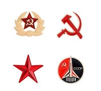 Vintage Soviet Union Sickle Enamel Brooch Red Stars Hammer CCCP Pentagram Badge Coat Bag Badge Lapel Pins Jewelry Unisex Star Hammer Sickle Communism Symbol Enamel Brooch Pin Lapel Collar Badge