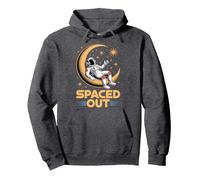 Vintage Space and Galaxy Clothing - Spaced Out Pullover Hoodie, Adult Unisex, Dark Heather Grey, X-Large