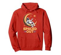 Vintage Space and Galaxy Clothing - Spaced Out Pullover Hoodie, Adult Unisex, Red, X-Large