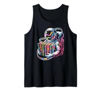 Vintage Space Reader discovering Colorful Galaxy Novels Tank Top