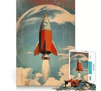 Vintage Space Rocket Jigsaw Puzzles 1000 Cognitive Skill Toy Smooth Burr Free Surface Relaxing Indoor Group Activity (38x52cm)