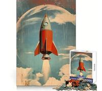 Vintage Space Rocket Puzzles for Adults 1000 Puzzles Smart Exercise Light Enjoyment Accurate Edges Holiday Treat (38x52cm)
