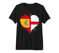 Vintage Spain England Flag Proud Spanish English Fans Pride Premium T-Shirt