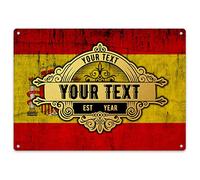 Vintage Spainish Flag Bar Sign - Personalised Home Bar Signs Accessories For Spain Themed Him or Her - Gift Plaque Man Cave, Small