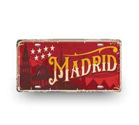 Vintage Spanish Cities Metal Tin Signs, Retro Spain Wall Decor, Madrid Barcelona Valencia Sevilla, 30cm x 15cm Decorative Signage (Madrid)