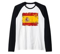 Vintage Spanish Flag Grunge Raglan Baseball Tee