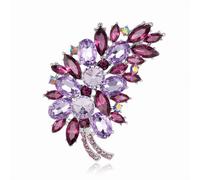 Vintage Sparkling Flower Leaf Brooch Pin Premium Rhinestone Brooch Multicolor Feather Brooch Lapel Pin Red Green White Purple Crystal Gem Brooch Large Feather Brooch Clothing Hat Bag Suit Clothing