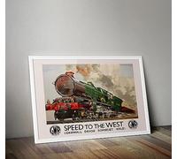 Vintage Speed West Cornwall Devon Wales GWR Railway Travel Poster Wall Art A3 & A4 Re-Print