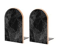 Vintage Spider Web Against Retro Black Halloween Wall Book Shelf Holder, Bookends Book Stand for School Home Office Desks Library Books Movies DVDs Files Magazines M