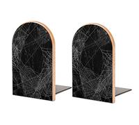Vintage Spider Web Against Retro Black Halloween Wall Book Shelf Holder, Bookends Book Stand for School Home Office Desks Library Books Movies DVDs Files Magazines S